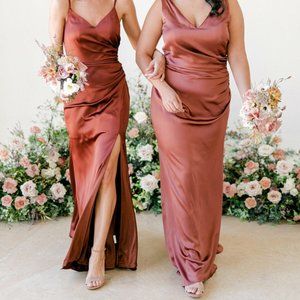 Revelry Rory Satin Dress- Size 2, Cinnamon Rose